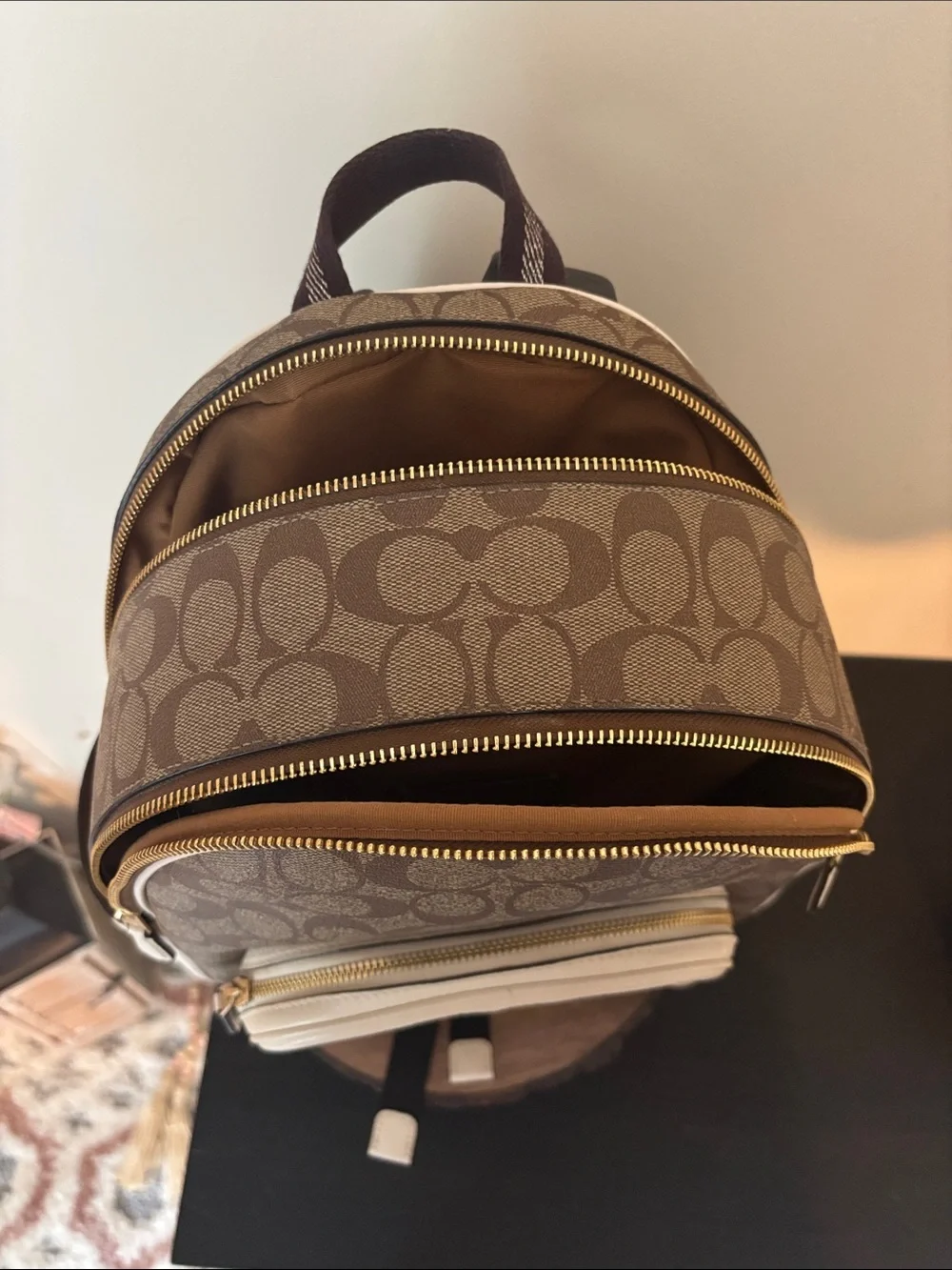 Coach logo backpack leather